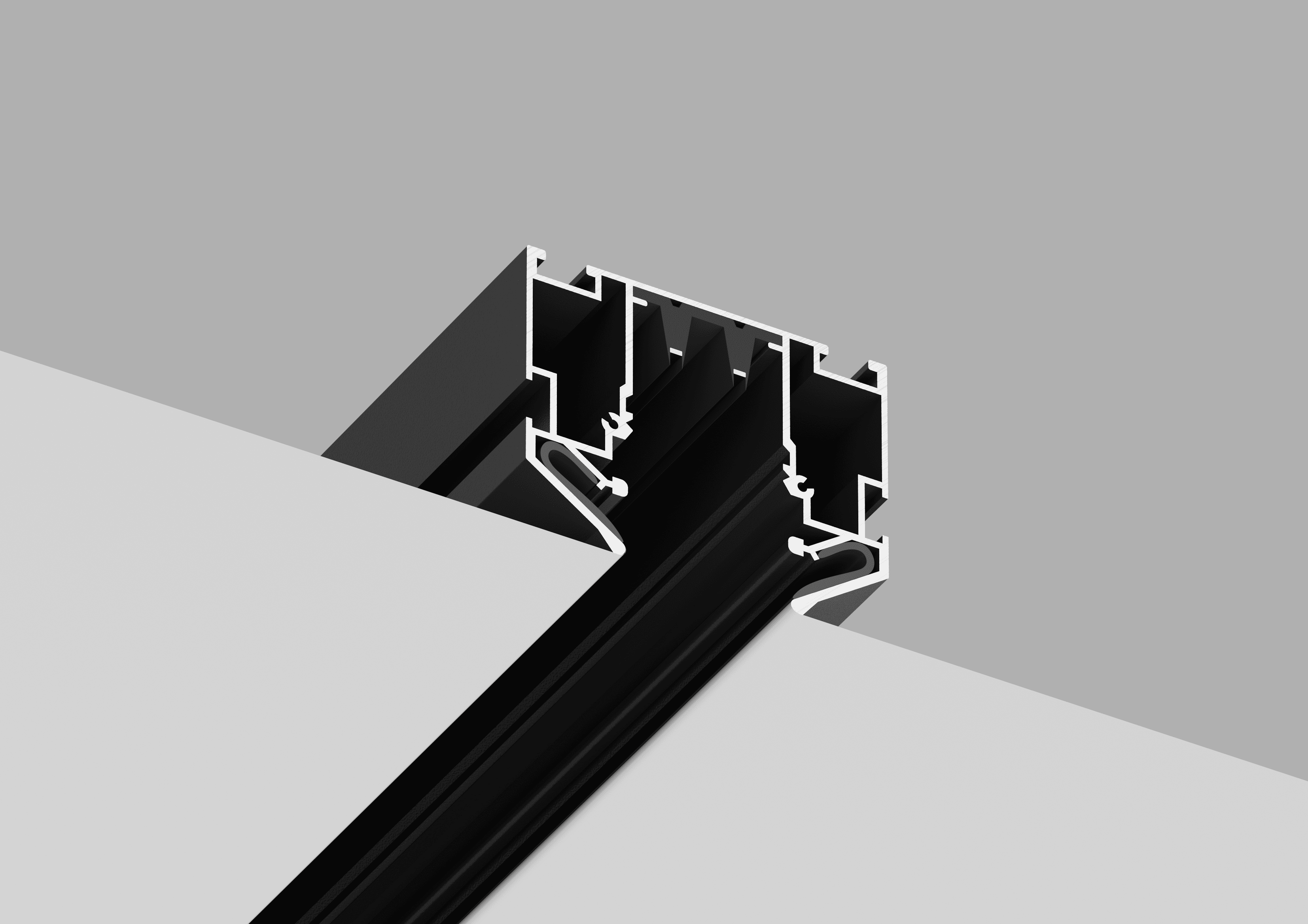 Встраиваемый трек 220v в натяжной пвх потолок crystal lux clt 0.135 01 l2000 bl